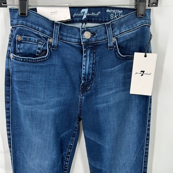 7 For All Mankind Women's Mid Rise Skinny Medium Wash NWT Jeans Size 25 - Picture 2 of 16